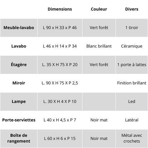 Caractéristiques du meuble de salle de bains suspendu Easy Angy 03